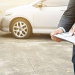 The Insurance Claim Process: man and insurance agent claim process after car crash
